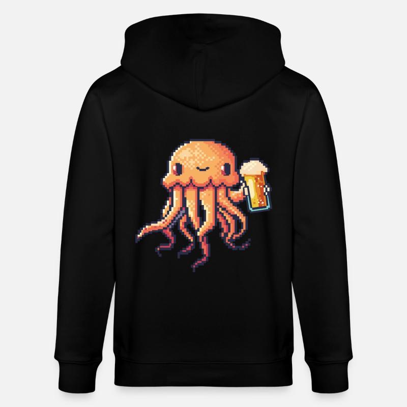 Méduse Pixel Bière - Veste à capuche bio CULTIVATOR Stanley/Stella Unisexe - noir