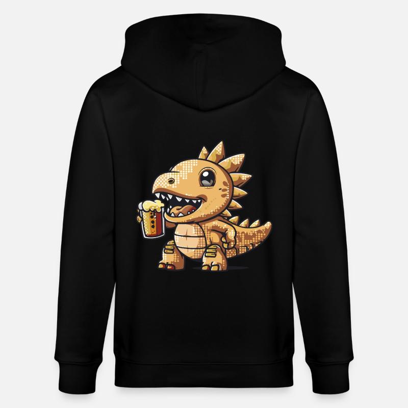 Dinosaurier stegosaurus Pixel Bier - Stanley/Stella Unisex Bio-Kapuzenjacke CULTIVATOR  - Schwarz