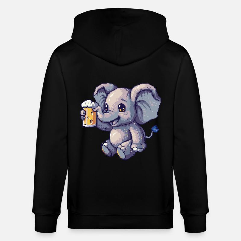 Elephant Pixel Beer - Stanley/Stella CULTIVATOR  Unisex Organic Hooded Jacket - black