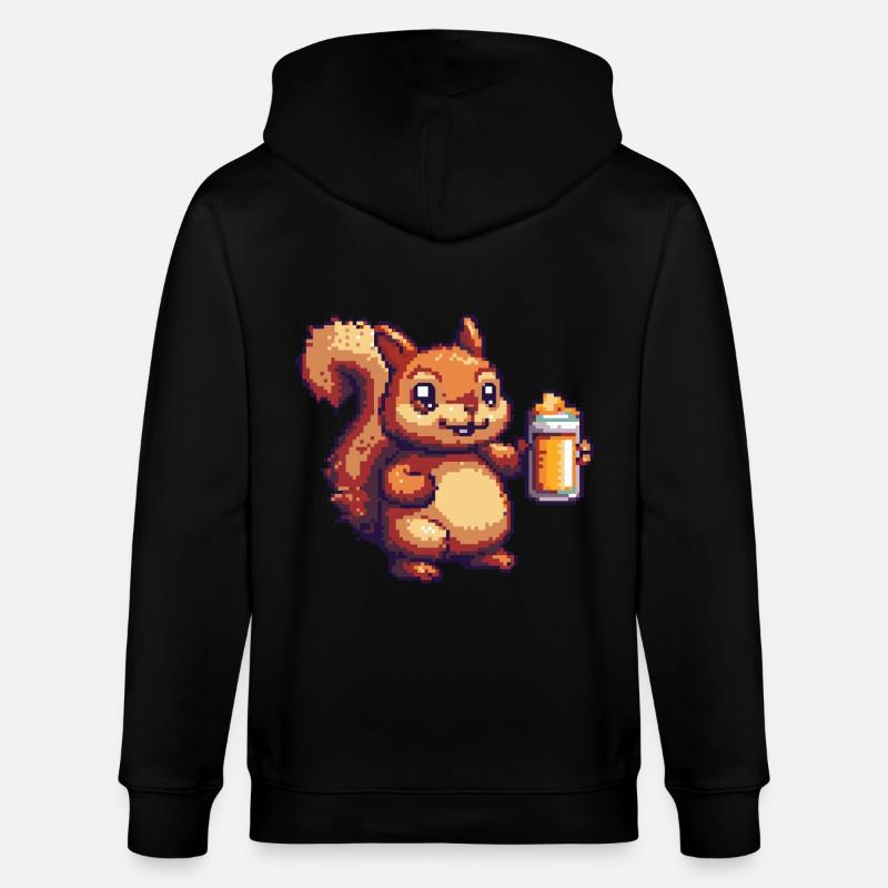 Eichhörnchen Pixel Bier - Stanley/Stella Unisex Bio-Kapuzenjacke CULTIVATOR  - Schwarz