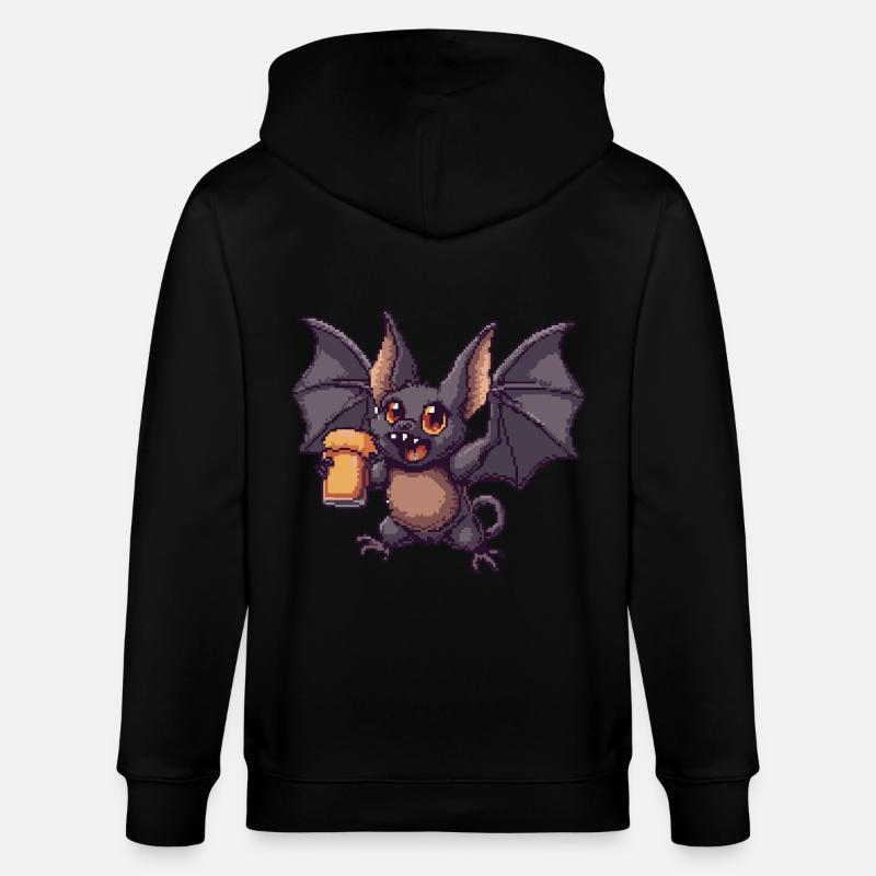Fledermaus Pixel Bier - Stanley/Stella Unisex Bio-Kapuzenjacke CULTIVATOR - Schwarz