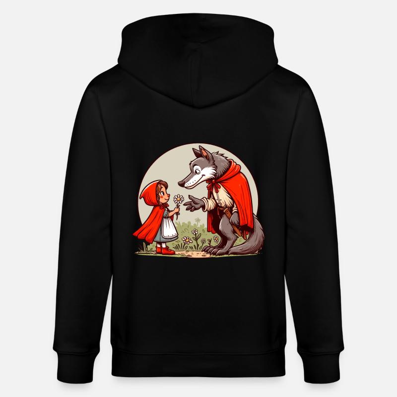 Rotkäppchen Märchen Wolf Niedlich Märchenfigur - Stanley/Stella Unisex Bio-Kapuzenjacke CULTIVATOR  - Schwarz
