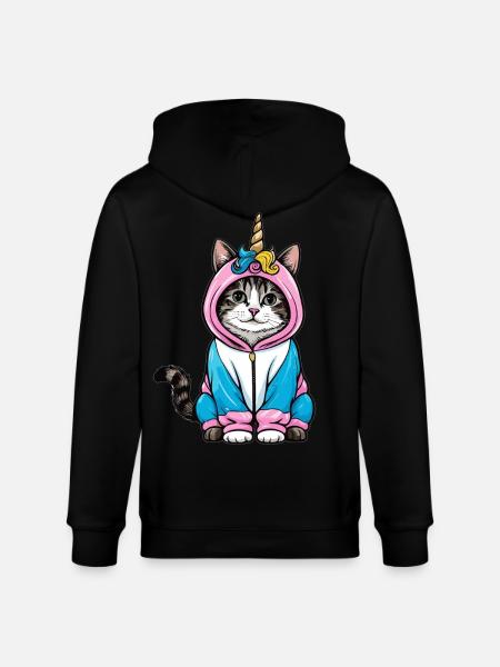 Einhorn Katze - Stanley/Stella Unisex Bio-Kapuzenjacke CULTIVATOR - Schwarz
