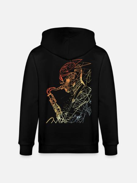 Saxophonist Retro - Stanley/Stella CULTIVATOR Unisex Organic Hooded Jacket - black