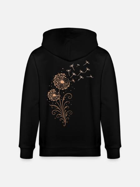 Dandelion – Floral Nature Motif Dandelion - Stanley/Stella CULTIVATOR Unisex Organic Hooded Jacket - black