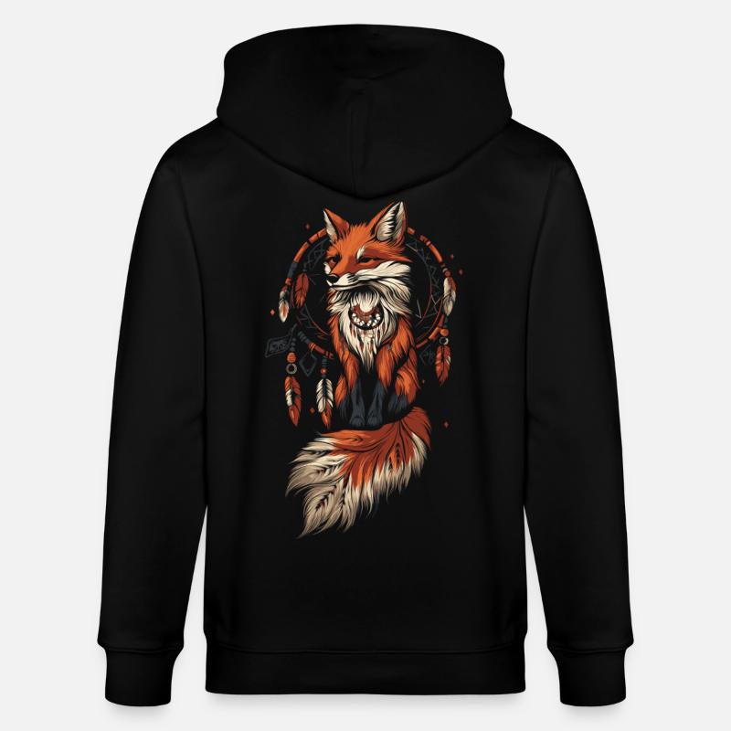 Fuchs Traumfäger Indianer - Stanley/Stella Unisex Bio-Kapuzenjacke CULTIVATOR  - Schwarz