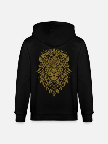 Lion Face Mandala - Stanley/Stella CULTIVATOR Unisex Organic Hooded Jacket - black