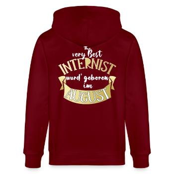 Internist Arzt Geburtstag August Geschenk lustig - Stanley/Stella Unisex Bio-Kapuzenjacke CULTIVATOR  - Burgunderrot - Hinten - Anna (173cm)