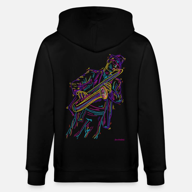 Jazz Saxophon - Stanley/Stella Unisex Bio-Kapuzenjacke CULTIVATOR  - Schwarz