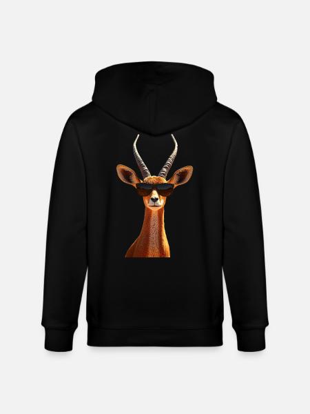 Antelope, Kudu, Gazelle, Africa, Serengeti, Antelope - Stanley/Stella CULTIVATOR Unisex Organic Hooded Jacket - black