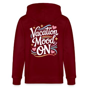 Vacation Mood On Sommer Festival Reise Club Urlaub - Stanley/Stella Unisex Bio-Kapuzenjacke CULTIVATOR  - Burgunderrot - Hinten - Anna (173cm)