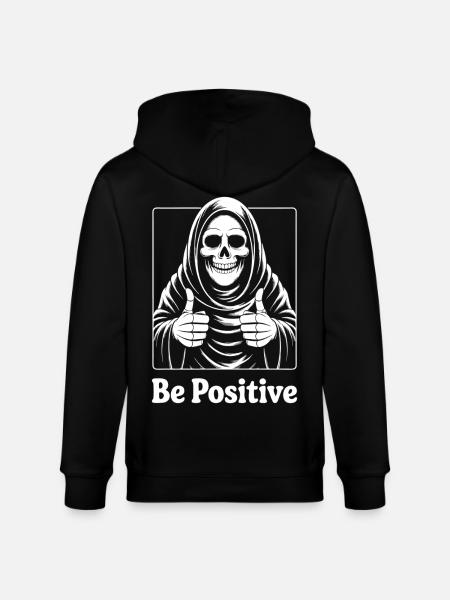 Be Positive Skeleton Motif - Stanley/Stella CULTIVATOR  Unisex Organic Hooded Jacket - black