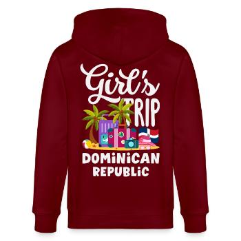Drapeau de la République dominicaine Dom Rep Pride - Veste à capuche bio CULTIVATOR Stanley/Stella Unisexe - bordeaux - Dos - Anna (173cm)