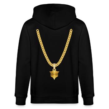 Rapperkette_Unus - Stanley/Stella Unisex Bio-Kapuzenjacke CULTIVATOR  - Schwarz - Hinten - Anna (173cm)