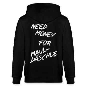 Need Money for Mauldäschle - Stanley/Stella Unisex Bio-Kapuzenjacke CULTIVATOR  - Schwarz - Hinten - Anna (173cm)