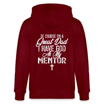 God is my mentor Christian Father's Day - Stanley/Stella CULTIVATOR  Unisex Organic Hooded Jacket - burgundy - Back - Anna (173cm)
