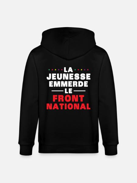 Fuck the National Front - Stanley/Stella CULTIVATOR  Unisex Organic Hooded Jacket - black