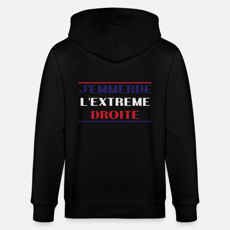 J'emmerde l'extreme droite - Veste à capuche bio CULTIVATOR Stanley/Stella Unisexe - noir