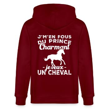 I don't care about Prince Charming, I want a horse - Stanley/Stella CULTIVATOR  Unisex Organic Hooded Jacket - burgundy - Back - Anna (173cm)