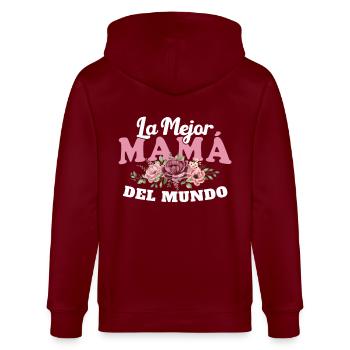 The World's Best Mom Mother's Day Gift - Stanley/Stella CULTIVATOR  Unisex Organic Hooded Jacket - burgundy - Back - Anna (173cm)
