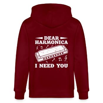 Harmonica Musican I Need You Harmonica - Stanley/Stella Unisex Bio-Kapuzenjacke CULTIVATOR  - Burgunderrot - Hinten - Anna (173cm)