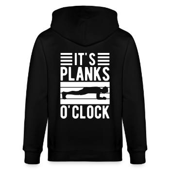 Gym Junkies It´s Planks O´Clock Calisthenics - Stanley/Stella Unisex Bio-Kapuzenjacke CULTIVATOR  - Schwarz - Hinten - Anna (173cm)