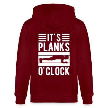 Gym Junkies It’s Planks O ́Clock Calisthenics - Veste à capuche bio CULTIVATOR Stanley/Stella Unisexe - bordeaux - Dos - Anna (173cm)