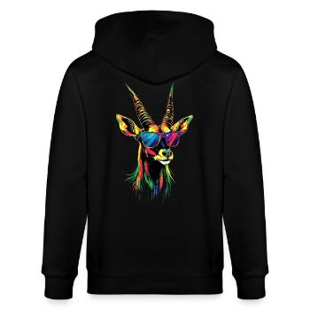 Antilope, Koudou, Gazelle, Afrique, Serengeti, Antilope - Veste à capuche bio CULTIVATOR Stanley/Stella Unisexe - noir - Dos - Anna (173cm)
