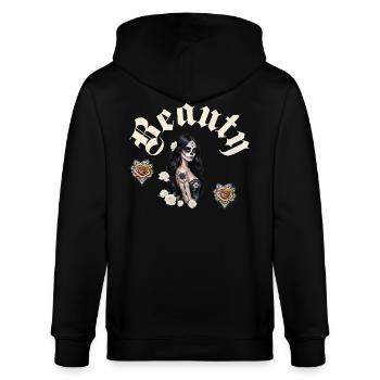 El Catrina - Stanley/Stella Unisex Bio-Kapuzenjacke CULTIVATOR  - Schwarz - Hinten - Anna (173cm)