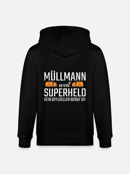 Garbage Man Superhero - Stanley/Stella CULTIVATOR Unisex Organic Hooded Jacket - black