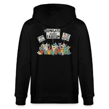 Demokratische Katzen gegen Faschismus für Vielfalt - Stanley/Stella Unisex Bio-Kapuzenjacke CULTIVATOR  - Schwarz - Hinten - Anna (173cm)