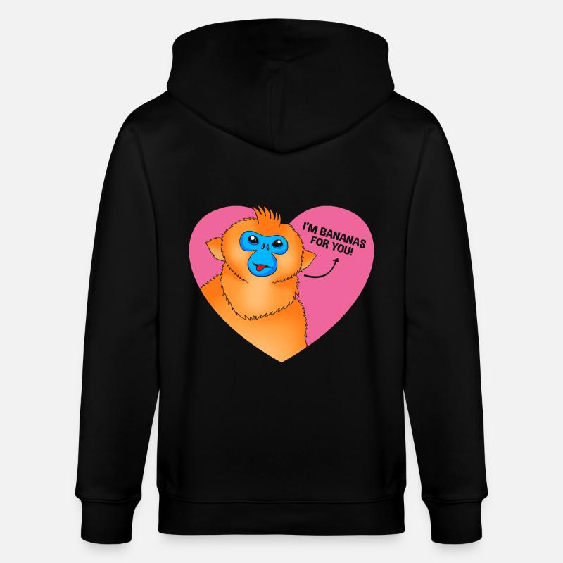 Stupsnasenaffe Affe Schimpanse - Stanley/Stella Unisex Bio-Kapuzenjacke CULTIVATOR  - Schwarz