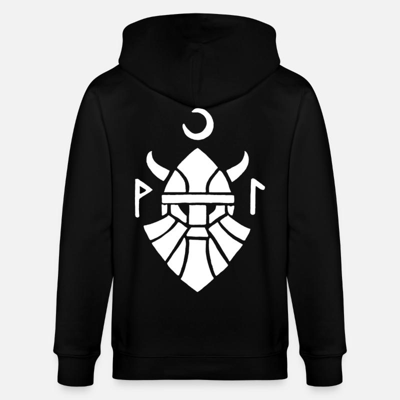 Weißes Wikinger-Krieger-Symbol - Stanley/Stella Unisex Bio-Kapuzenjacke CULTIVATOR  - Schwarz