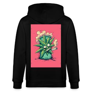 Grünes Blatt im Bong-Charme - Stanley/Stella Unisex Bio-Kapuzenjacke CULTIVATOR  - Schwarz - Hinten - Anna (173cm)