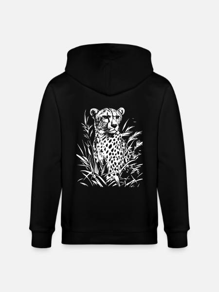 Cheetah Floral Graphic - Stanley/Stella CULTIVATOR Unisex Organic Hooded Jacket - black