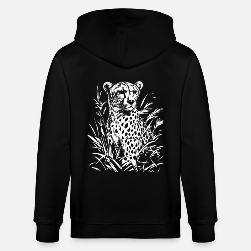 Graphique floral guépard - Veste à capuche bio CULTIVATOR Stanley/Stella Unisexe - noir