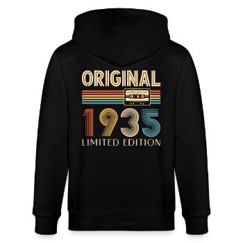 90. Geburtstag 90 Jahre Original 1935 - Stanley/Stella Unisex Bio-Kapuzenjacke CULTIVATOR  - Schwarz - Hinten - Anna (173cm)