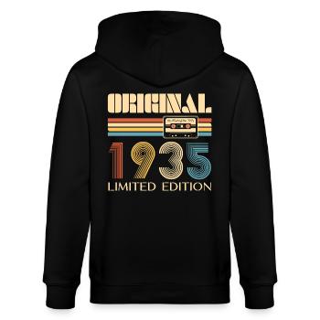 90. Geburtstag 90 Jahre Original 1935 - Stanley/Stella Unisex Bio-Kapuzenjacke CULTIVATOR  - Schwarz - Hinten - Anna (173cm)