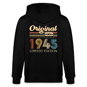 80th Birthday Original 1945 80 Years Old Gift - Stanley/Stella CULTIVATOR  Unisex Organic Hooded Jacket - black - Back - Anna (173cm)