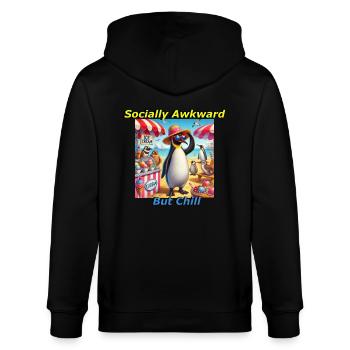 Socially Awkward but Chill - Stanley/Stella CULTIVATOR  Unisex Organic Hooded Jacket - black - Back - Anna (173cm)