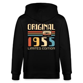 70th Birthday Original 1955 70 Years Old Gift - Stanley/Stella CULTIVATOR  Unisex Organic Hooded Jacket - black - Back - Anna (173cm)