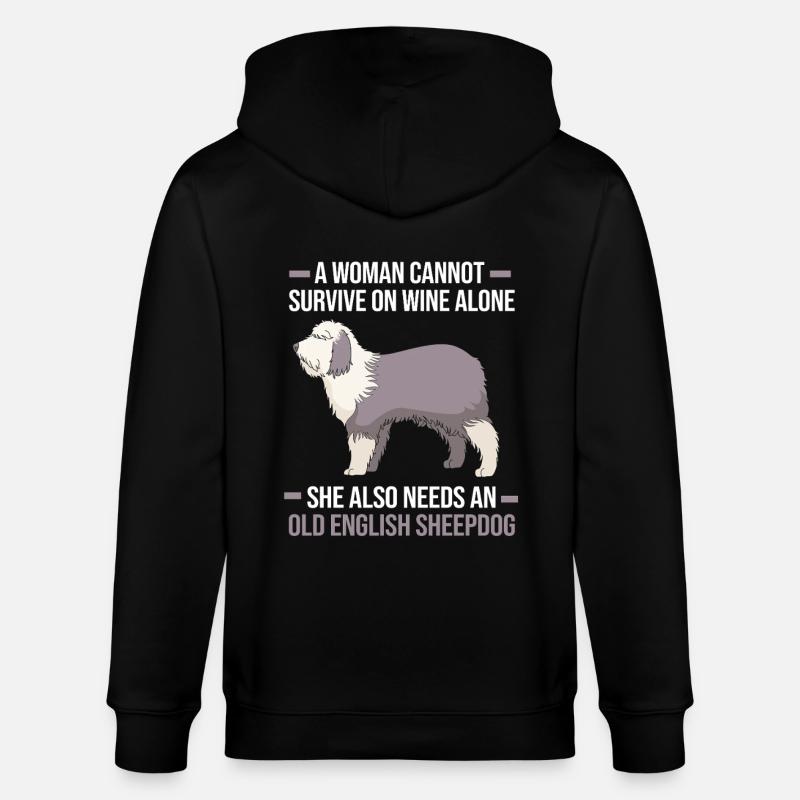 Englischer Schäferhund - Stanley/Stella Unisex Bio-Kapuzenjacke CULTIVATOR  - Schwarz