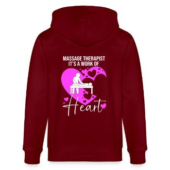 Massage Masseur Masseurin Heilpraktiker - Stanley/Stella Unisex Bio-Kapuzenjacke CULTIVATOR  - Burgunderrot - Hinten - Anna (173cm)