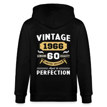 1966 60 Jahre Vintage Jubiläumsgeschenk - Stanley/Stella Unisex Bio-Kapuzenjacke CULTIVATOR  - Schwarz - Hinten - Anna (173cm)