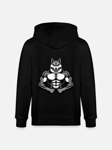 Husky Dog Muscles Bodybuilding - Stanley/Stella CULTIVATOR  Unisex Organic Hooded Jacket - black