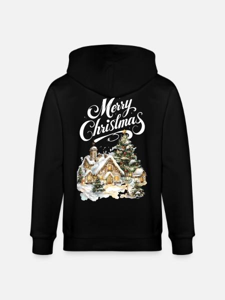 Winter Village Christmas Dream Scene - Stanley/Stella CULTIVATOR  Unisex Organic Hooded Jacket - black