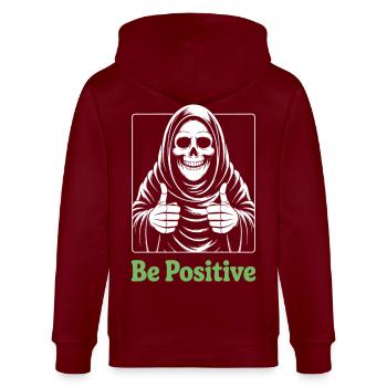Be Positive Grim Reaper - Stanley/Stella Unisex Bio-Kapuzenjacke CULTIVATOR  - Burgunderrot - Hinten - Anna (173cm)
