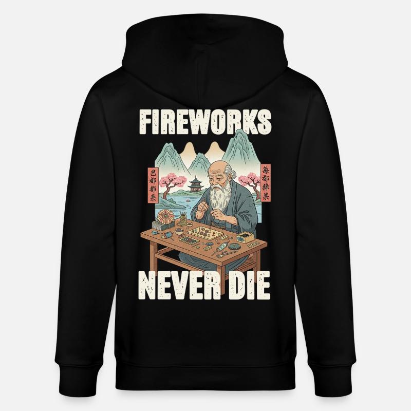 Fireworks Never Die - Stanley/Stella CULTIVATOR  Unisex Organic Hooded Jacket - black