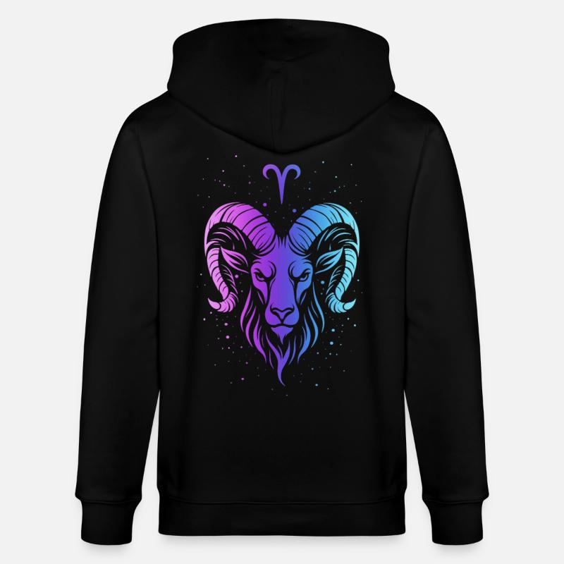 Widder: Neon-Tierkreisgeist - Stanley/Stella Unisex Bio-Kapuzenjacke CULTIVATOR  - Schwarz