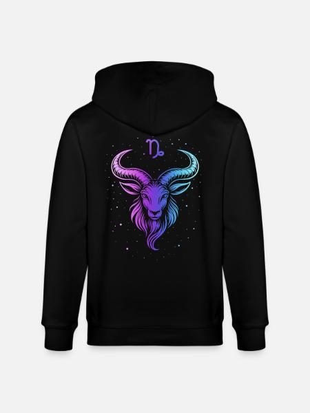 Bunte Ziege mit Sternmuster - Stanley/Stella Unisex Bio-Kapuzenjacke CULTIVATOR - Schwarz